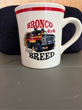 Open Road Brands White Mug with Red Trim and Bronco 4x4 Graphic